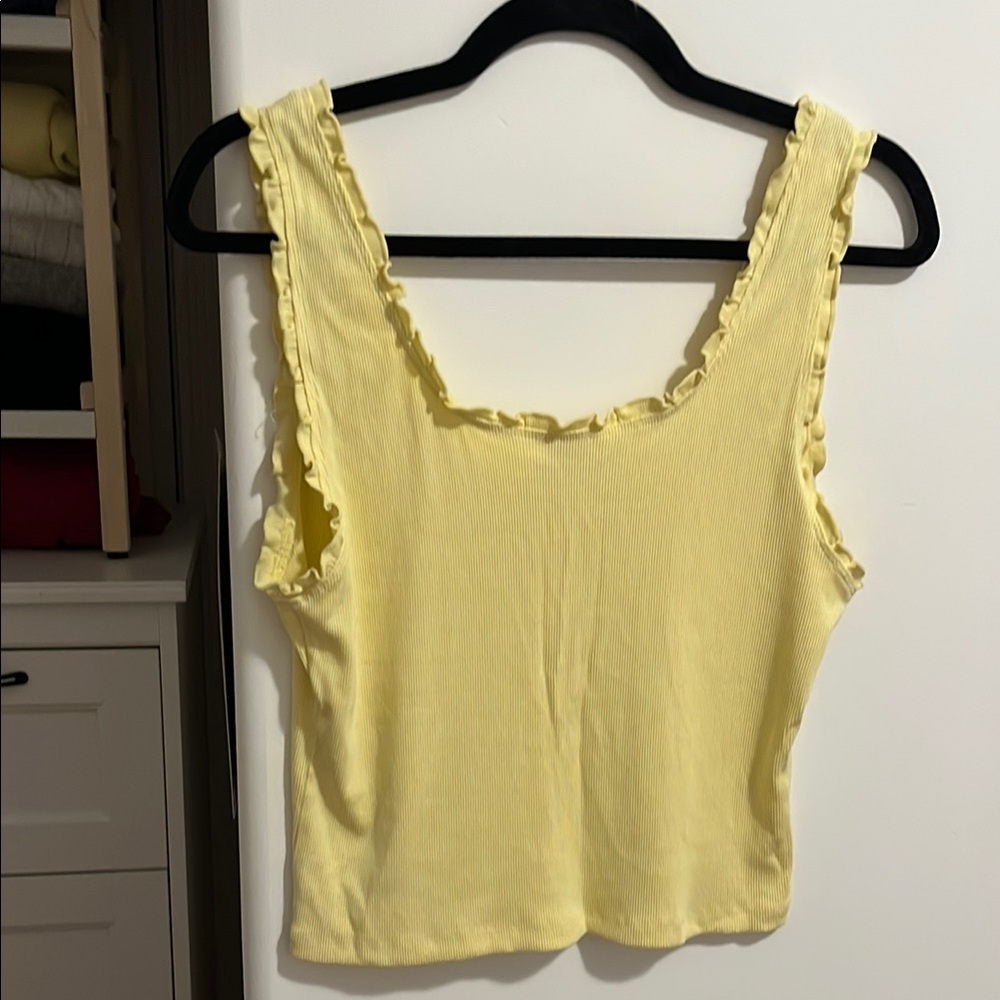 Wilfred Yellow Ruffled Crop Tank Top - Picture 3 of 3